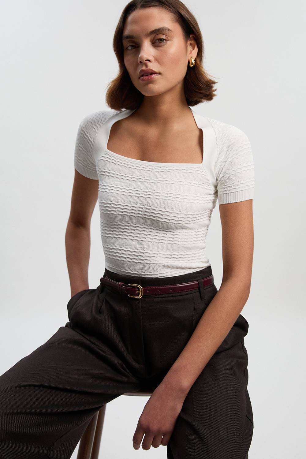 KarenMillen Haut en Maille à Détails Point Ajouré