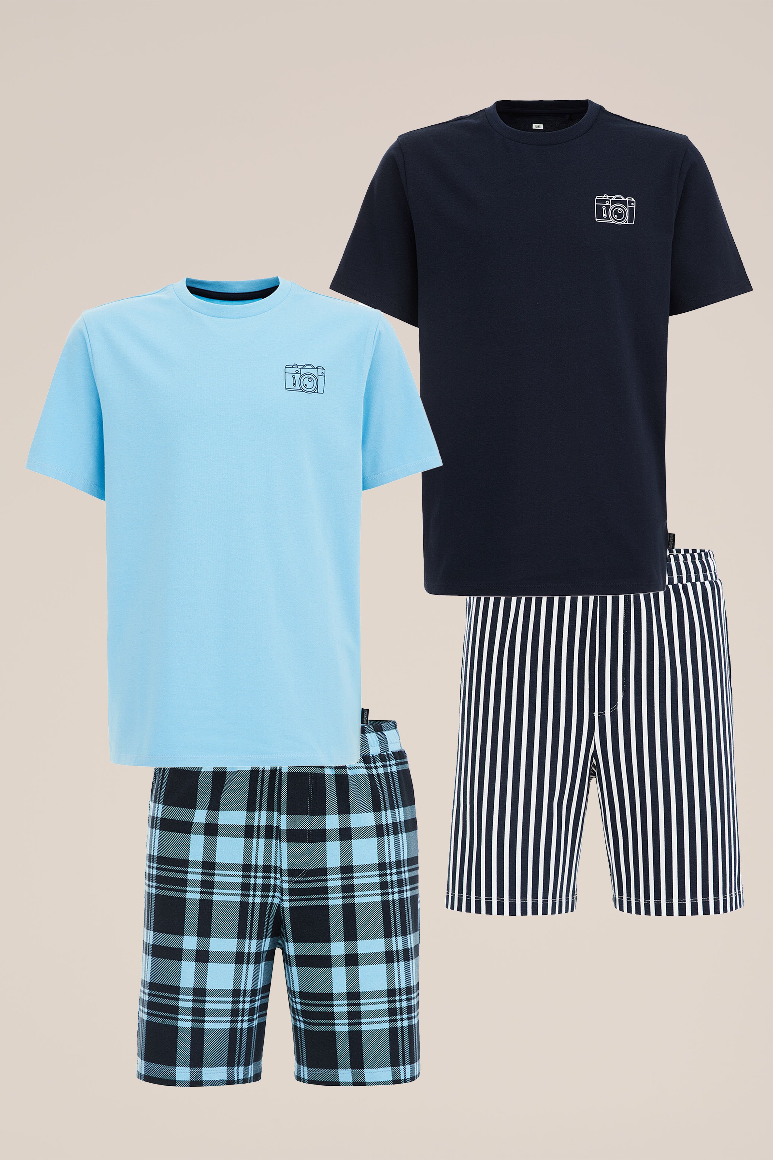 Jongens pyjamaset, 2-pack WE Fashion Blauw