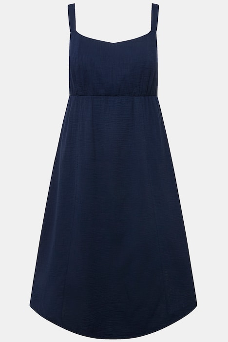 Midikleid, Musslin, Zipfelsaum, V-Ausschnitt, ärmellos
