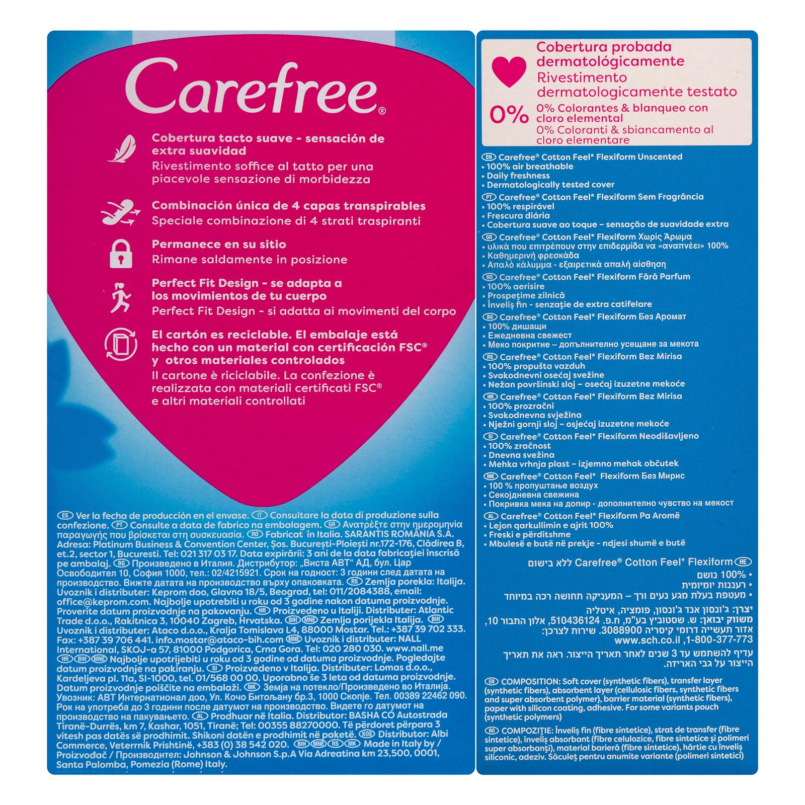 Protège-slips Coton flexiform Carefree régulier + string