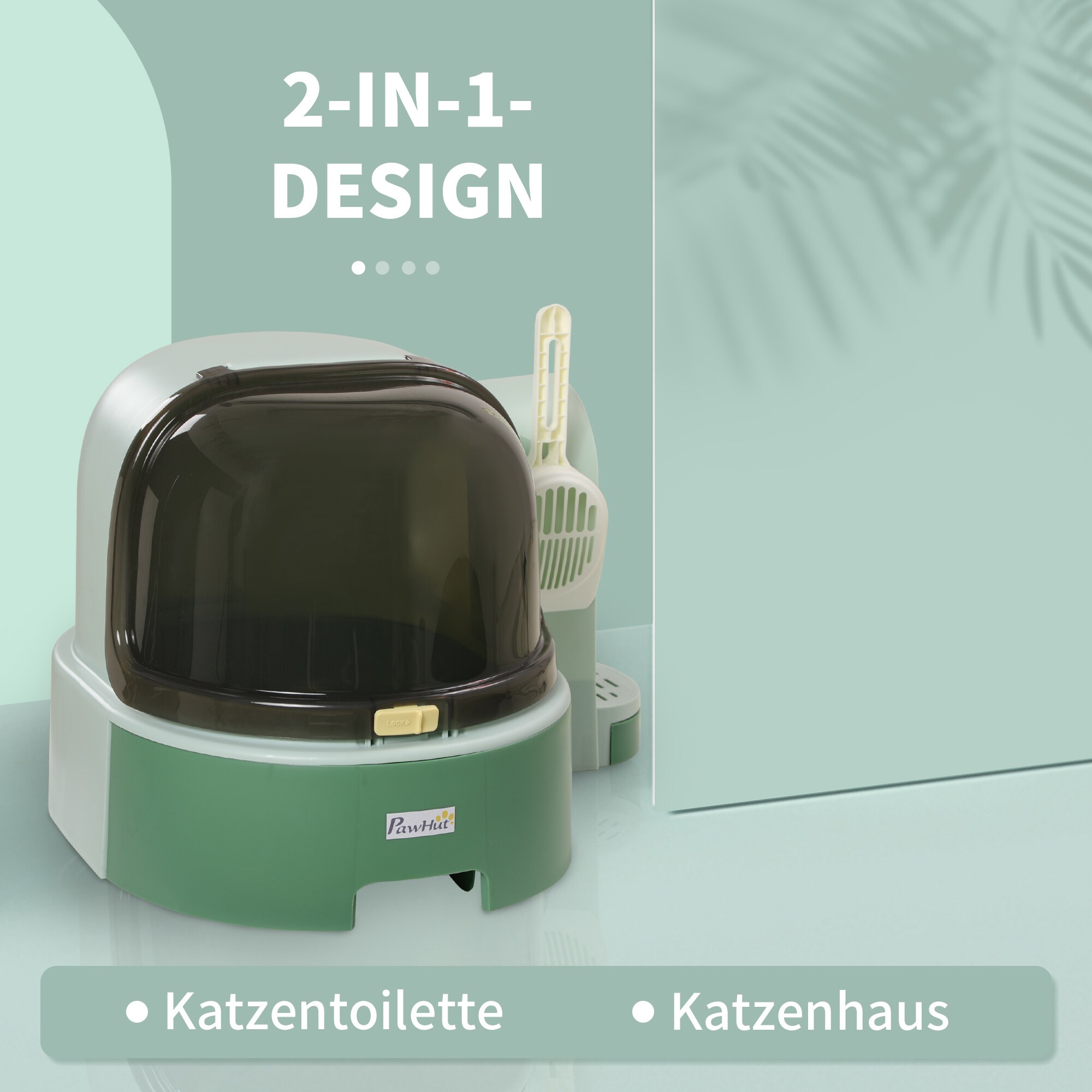 PawHut Katzentoilette mit Schaufel grau 52L x 60B x 42H cm