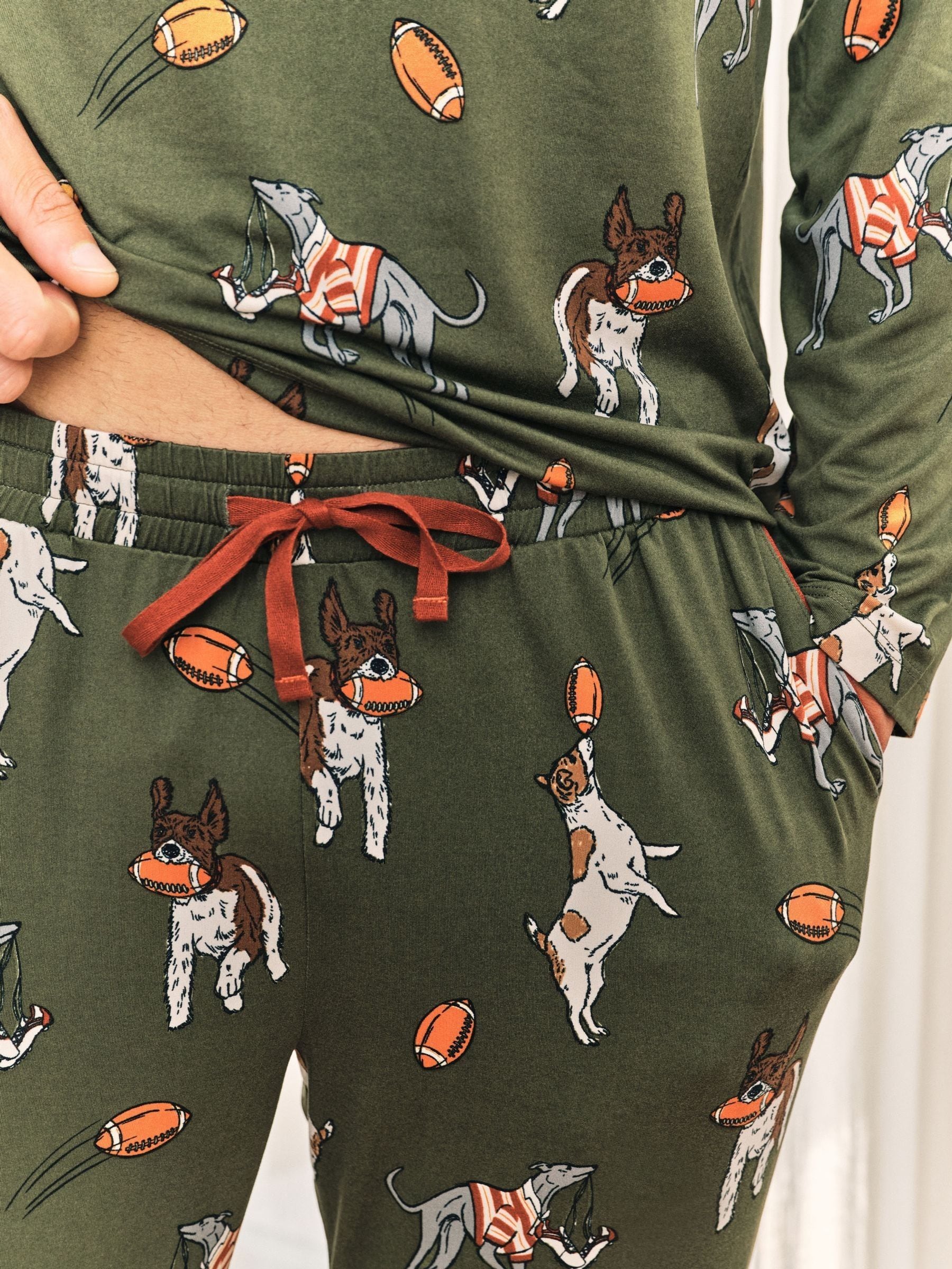 Chelsea Peers Rugby Dogs Print Long Pyjamas Set