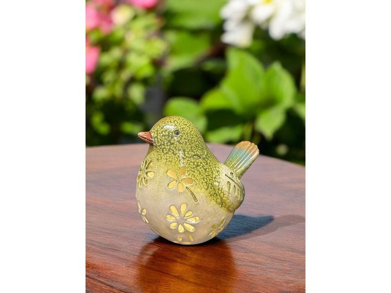 Dameco Solar Figur Vogel Grün LED Solar Figur aus Keramik