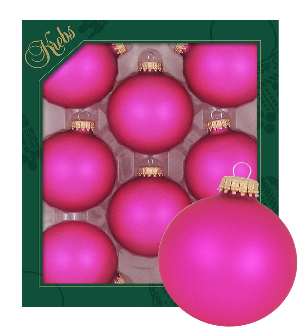 Roze matte glazen ballen van 7 cm, effen, 8 stuks, kerstballen, kerstversieringen, kerstversieringen voor de kerstboom