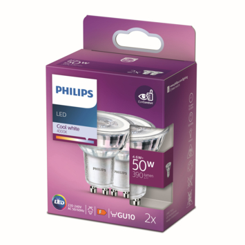 Philips LED spot GU10 50W 2 stuks wit niet dimbaar