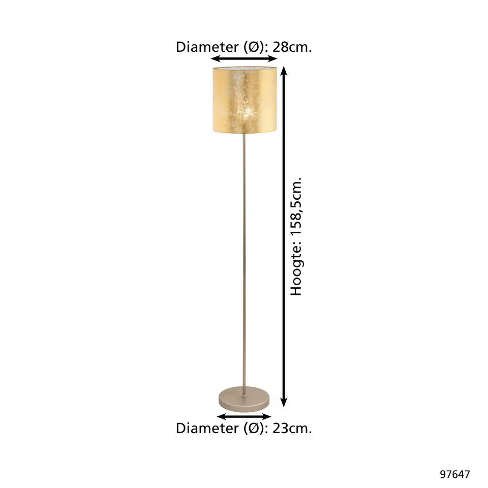EGLO Viserbella Vloerlamp - E27 - 158,5 cm - Champagne/Goud