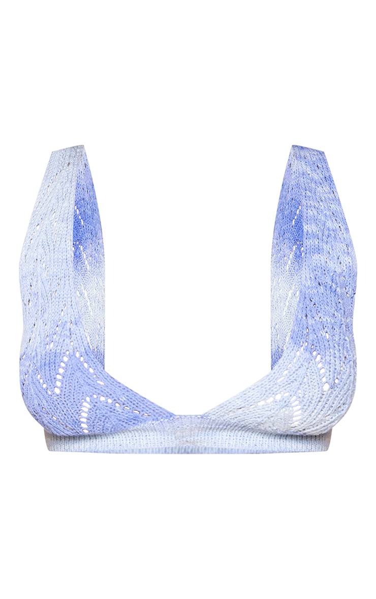 Bleu Brassière Triangle Tricotée À Motifs Petite