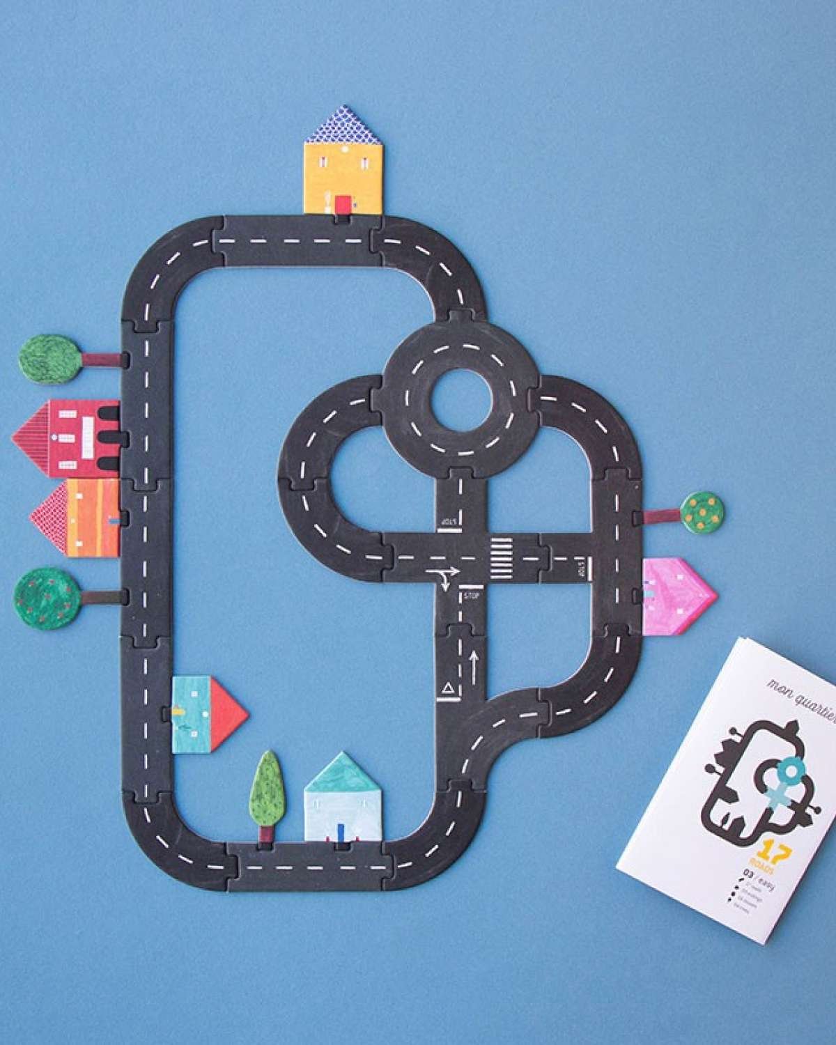 Bilbane og Puslespill 2i1 – 48 Deler + 2x Lekebiler – Barn 4år+ | Roads POCKET