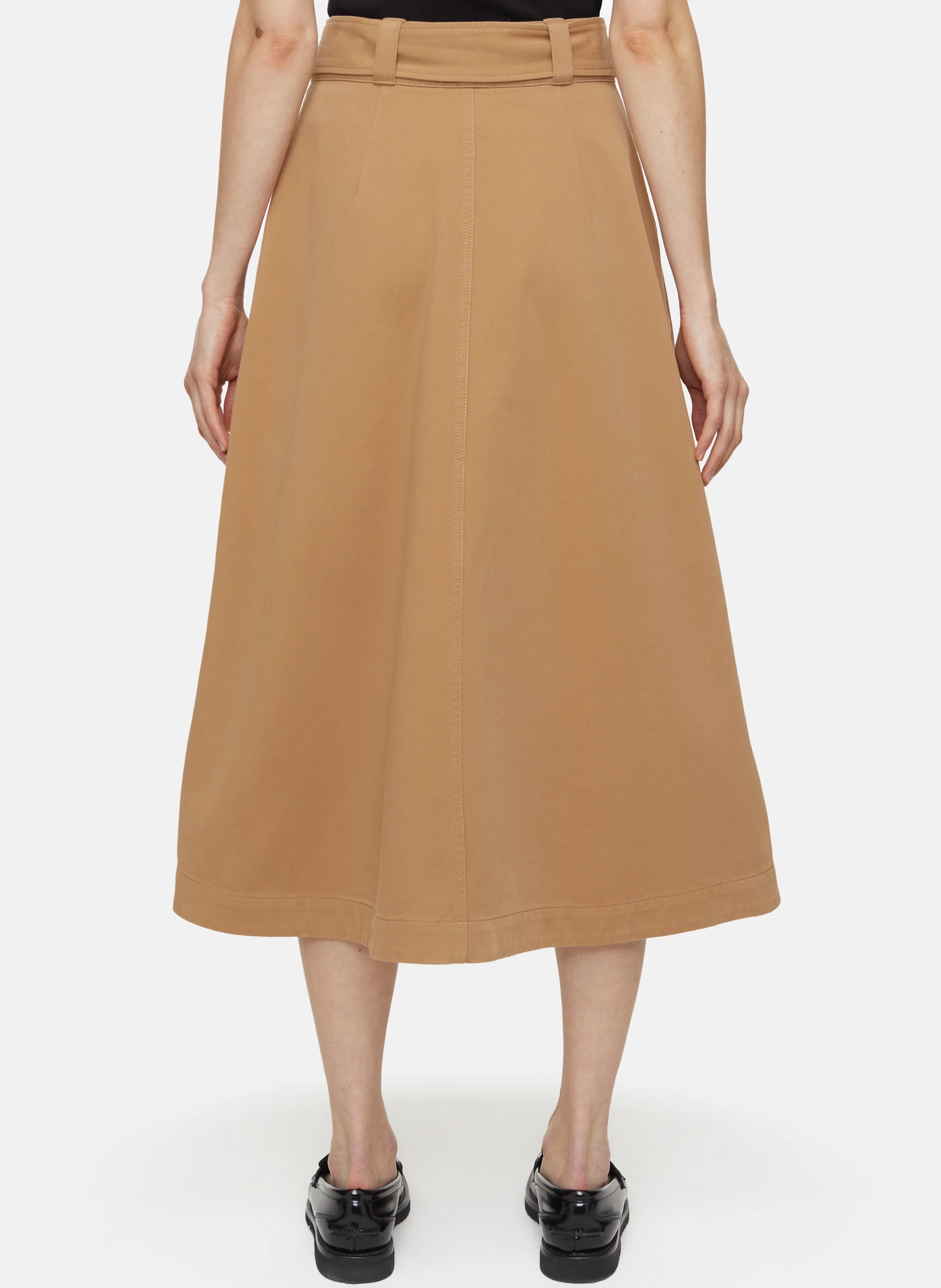 Jupe midi en coton | Marron