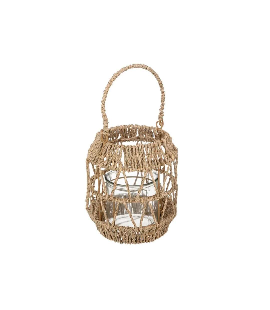 Lanterne Déco en Rotin Muli 18cm Beige