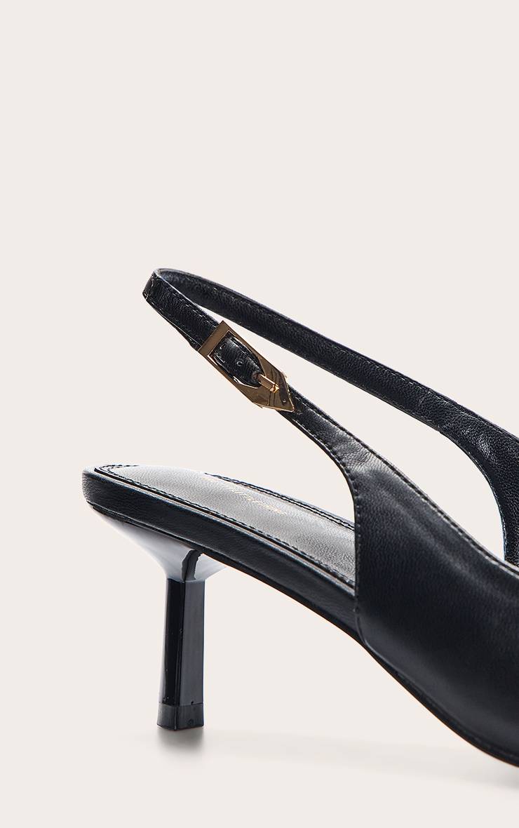Noir Escarpins À Bride Arrière Et Découpe En V À Petit Talon Effet Croco