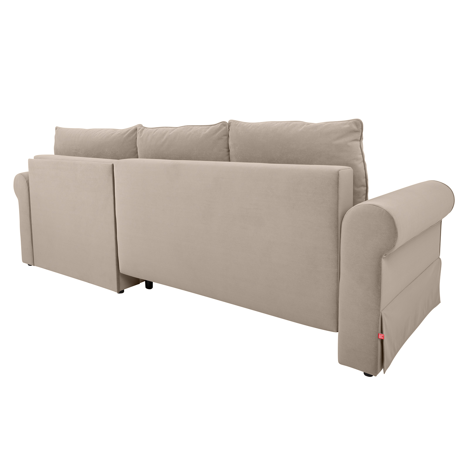 Ecksofa - beige - Velvet - Liegefunktion und 2 Staukästen