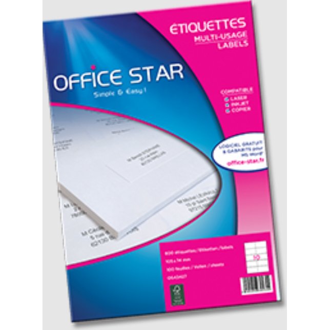 Étiquettes office star 70 x 31 mm multi-usage boîte de 2700