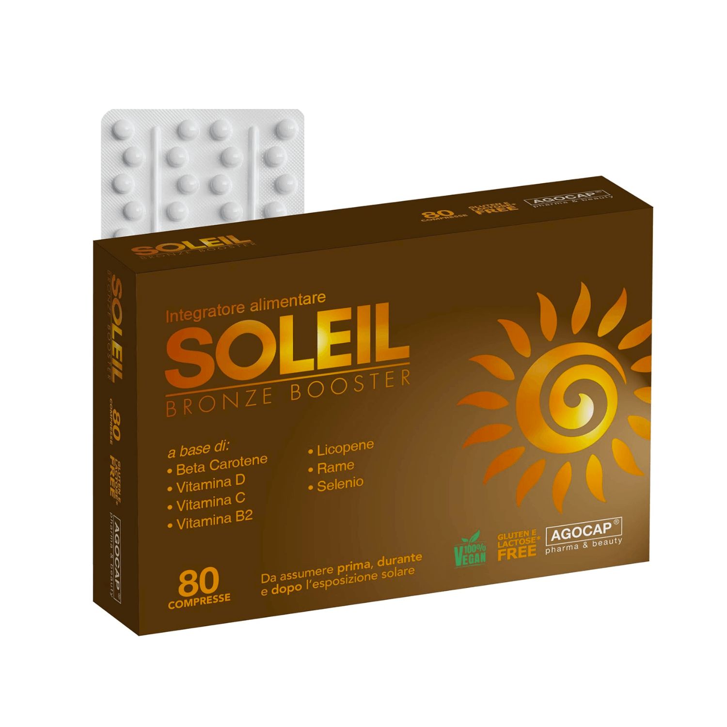 agocap - Sonnenbräunungsergänzung Soleil mit Betacarotin, Kupfer, Selen, Lycopin, Vitamine C