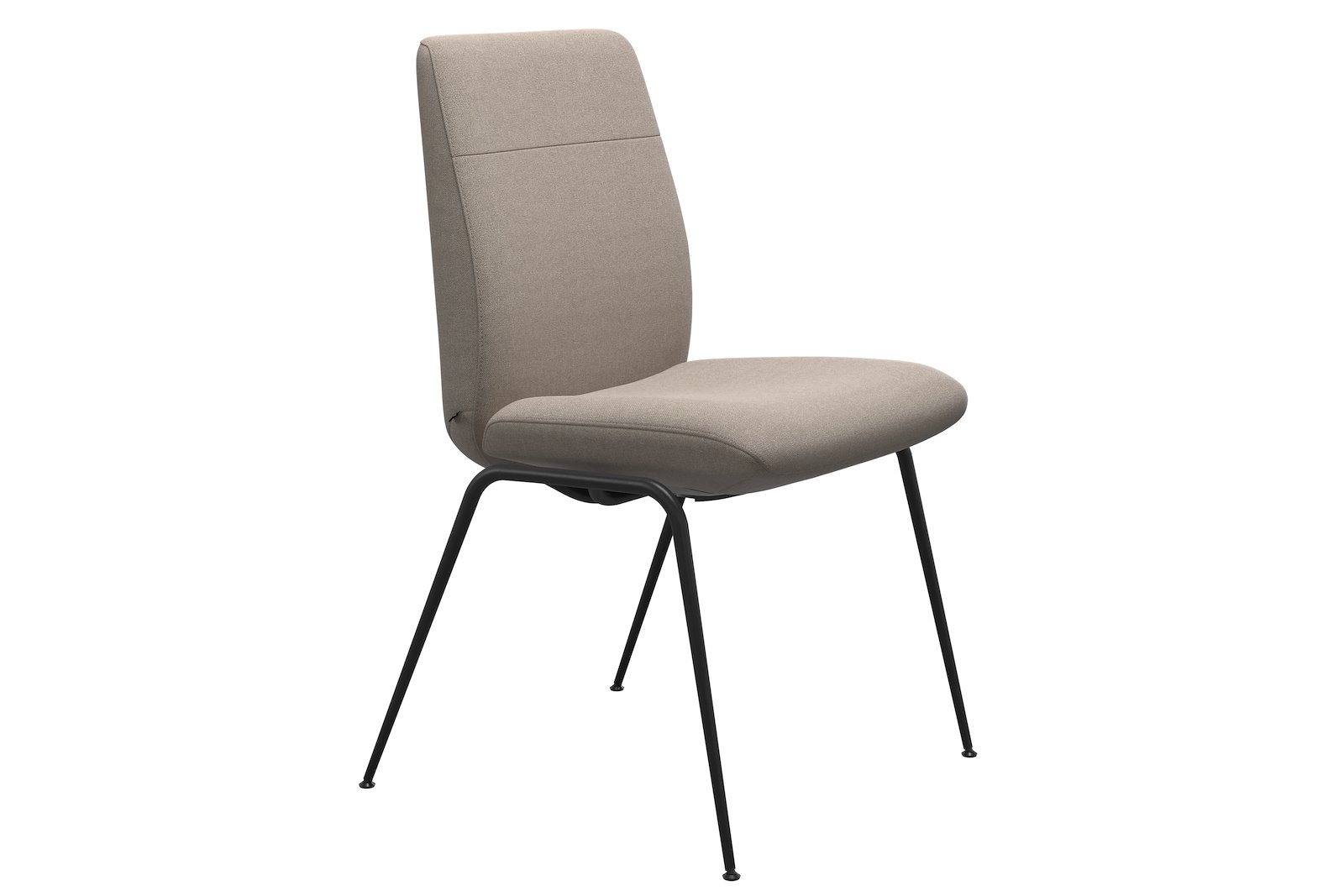 Chilli spisestol I tekstil Tulip Light Beige, large sete med sort understell.