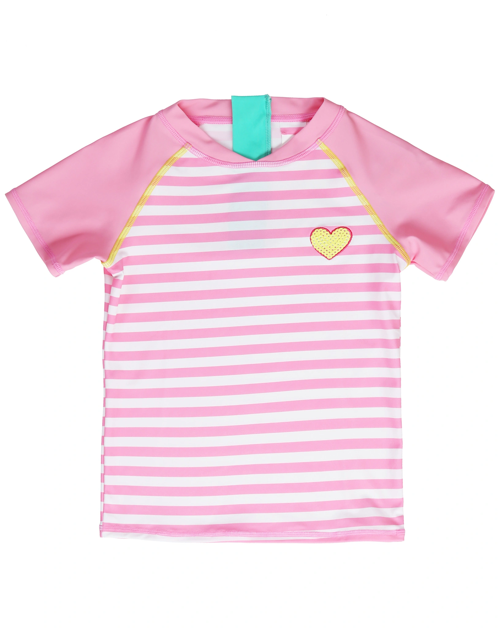 Schwimmshirt HERZ gestreift in pink/weiß
