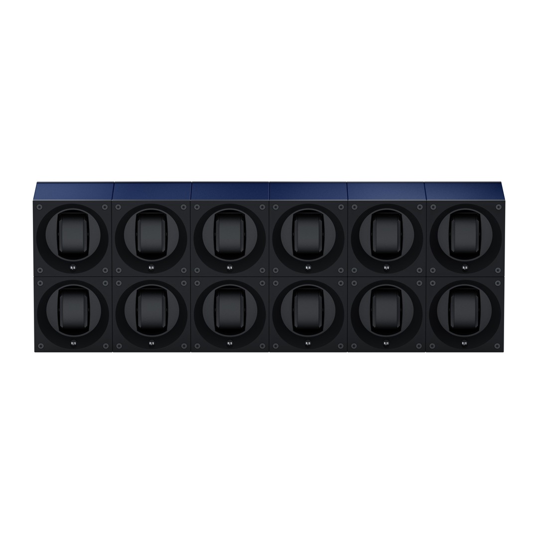 SwissKubik Masterbox Aluminium Marineblau - 12 Uhren