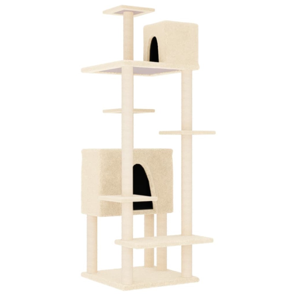 Arbre à chat avec griffoirs en sisal crème 154 cm