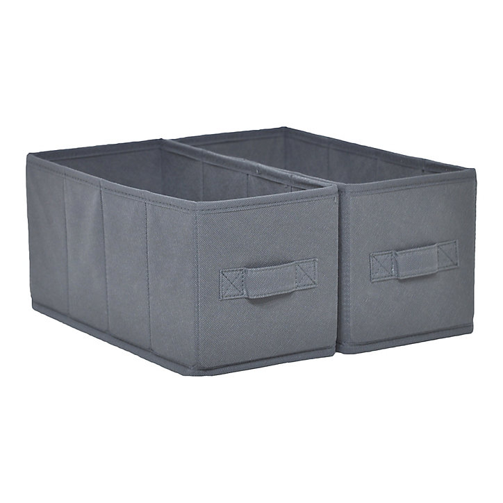 2 boîtes de rangement rectangulaires en textile Mixxit coloris gris foncé