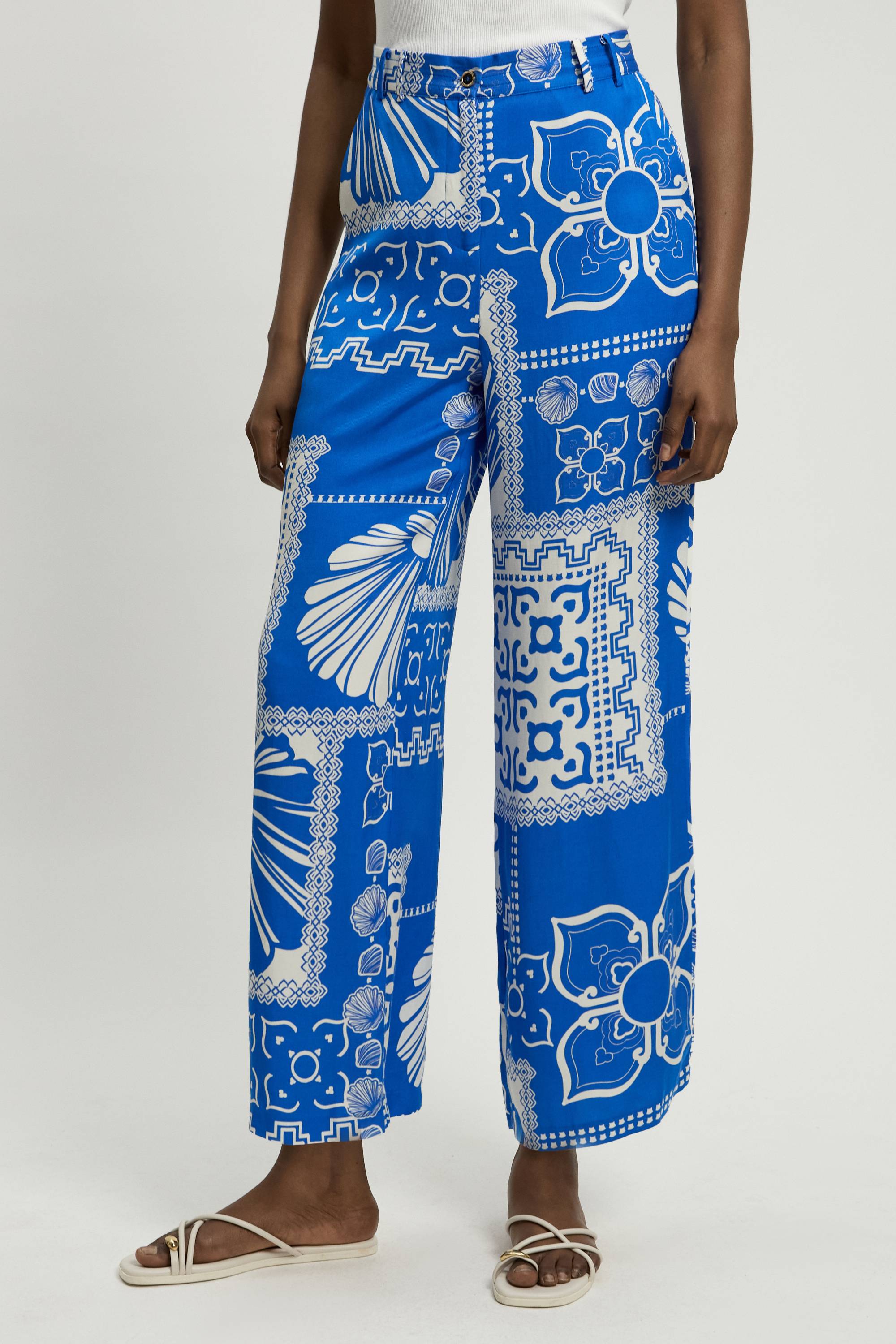 KarenMillen Pantalon Droit Tissé Imprimé En Viscose Lin Premium