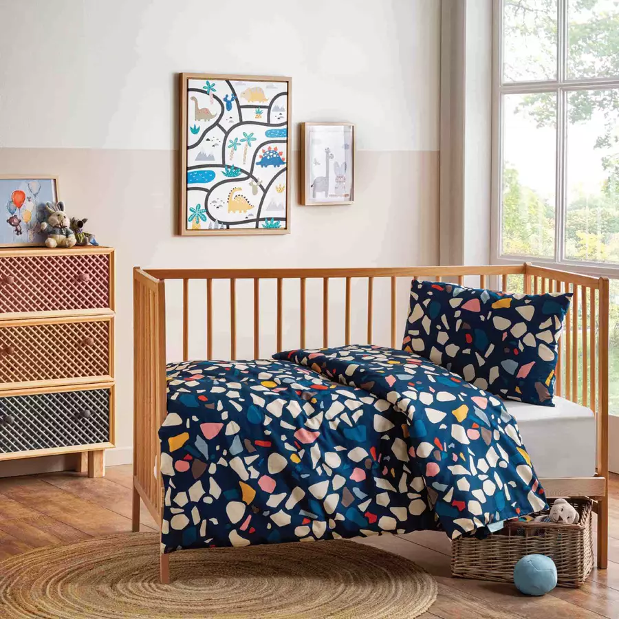hibboux® Bettwäsche-Set Terrazzo Azure