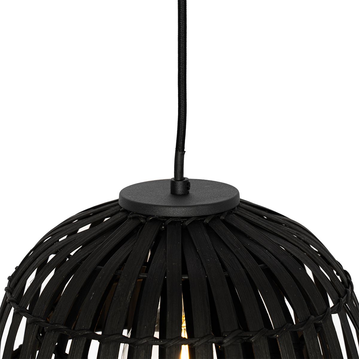 Oosterse hanglamp zwart bamboe 3-lichts - Pua