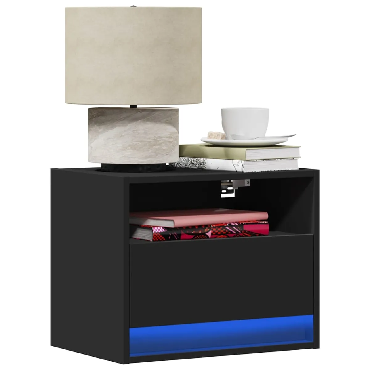 VIDAXL Table de Chevet Murale - Noir