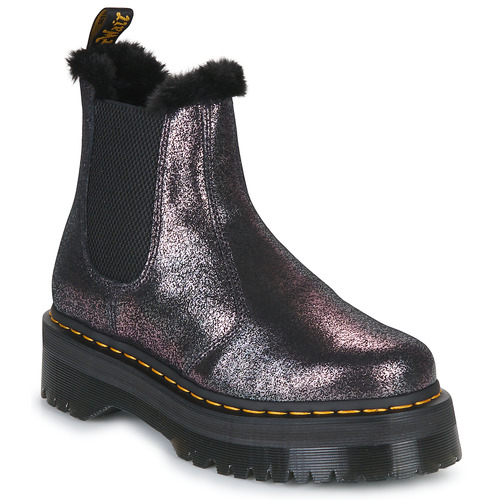 Dr. Martens - 2976 QUAD  FUR LINED DISTRESSED METALLIC - Noir