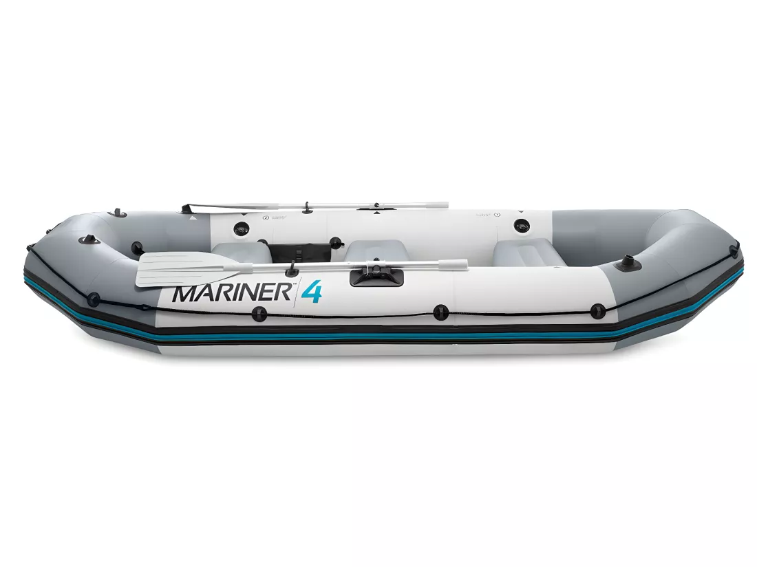 Kit bateau gonflable 4 places Mariner 4 avec rames et gonfleur - Intex