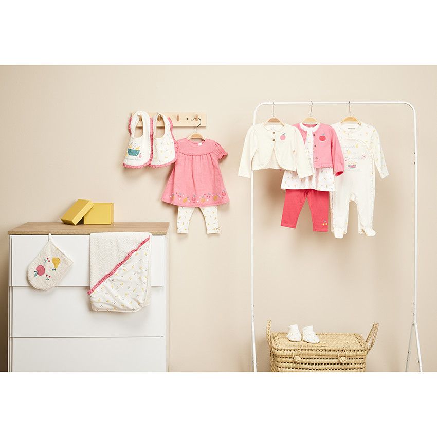 Dors-bien en jersey print fruits pour bébé fille - Ecru