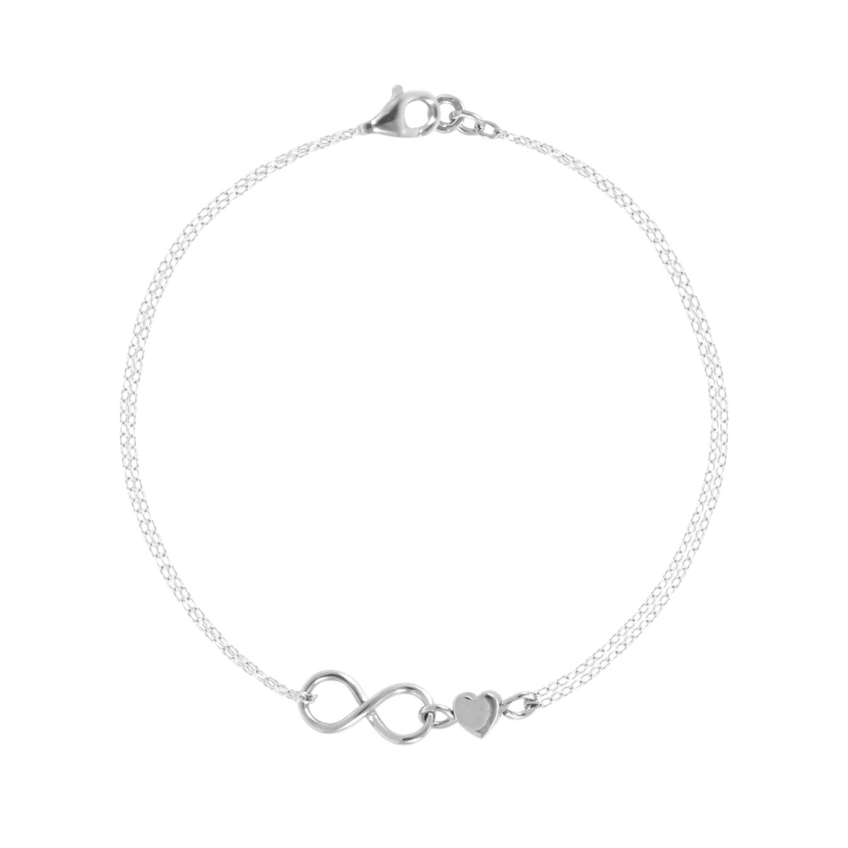 Bracelet coeur et infini en argent 925 rhodié