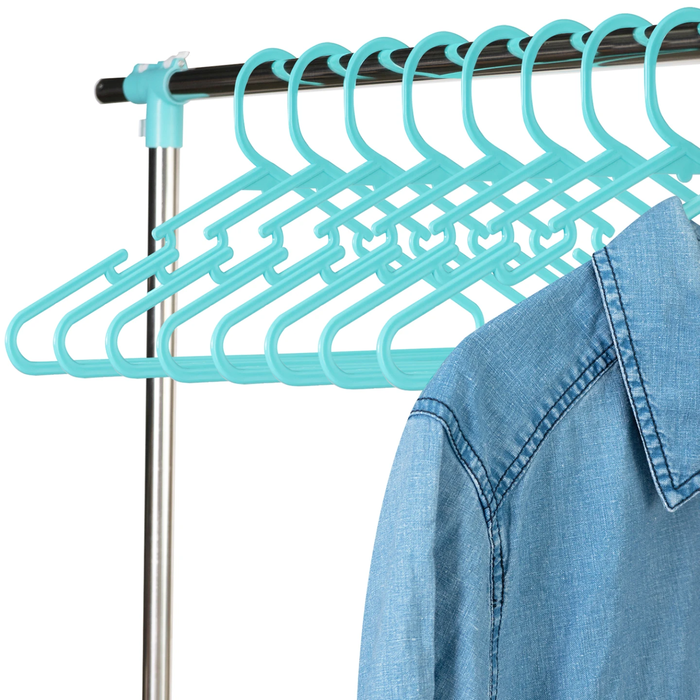 Séchoir à linge vertical pliable 3 niveaux OPTIMUM capacité 30M avec tringle télescopique ceintres et pinces blanc et bleu