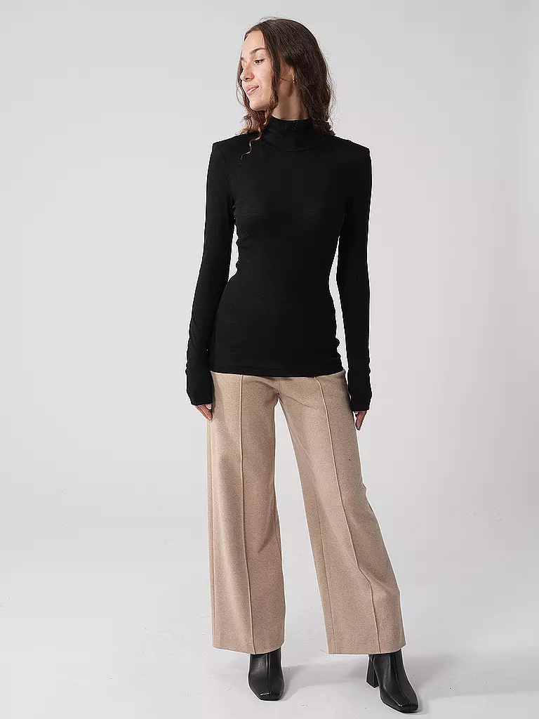 MEY Langarmshirt WOOL LOVE schwarz schwarz