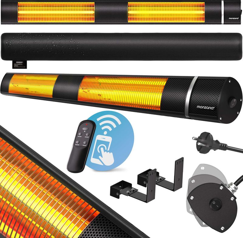 Monzana Infraroodstraler 3000W - 3 Standen/Afstandsbediening - Zwart