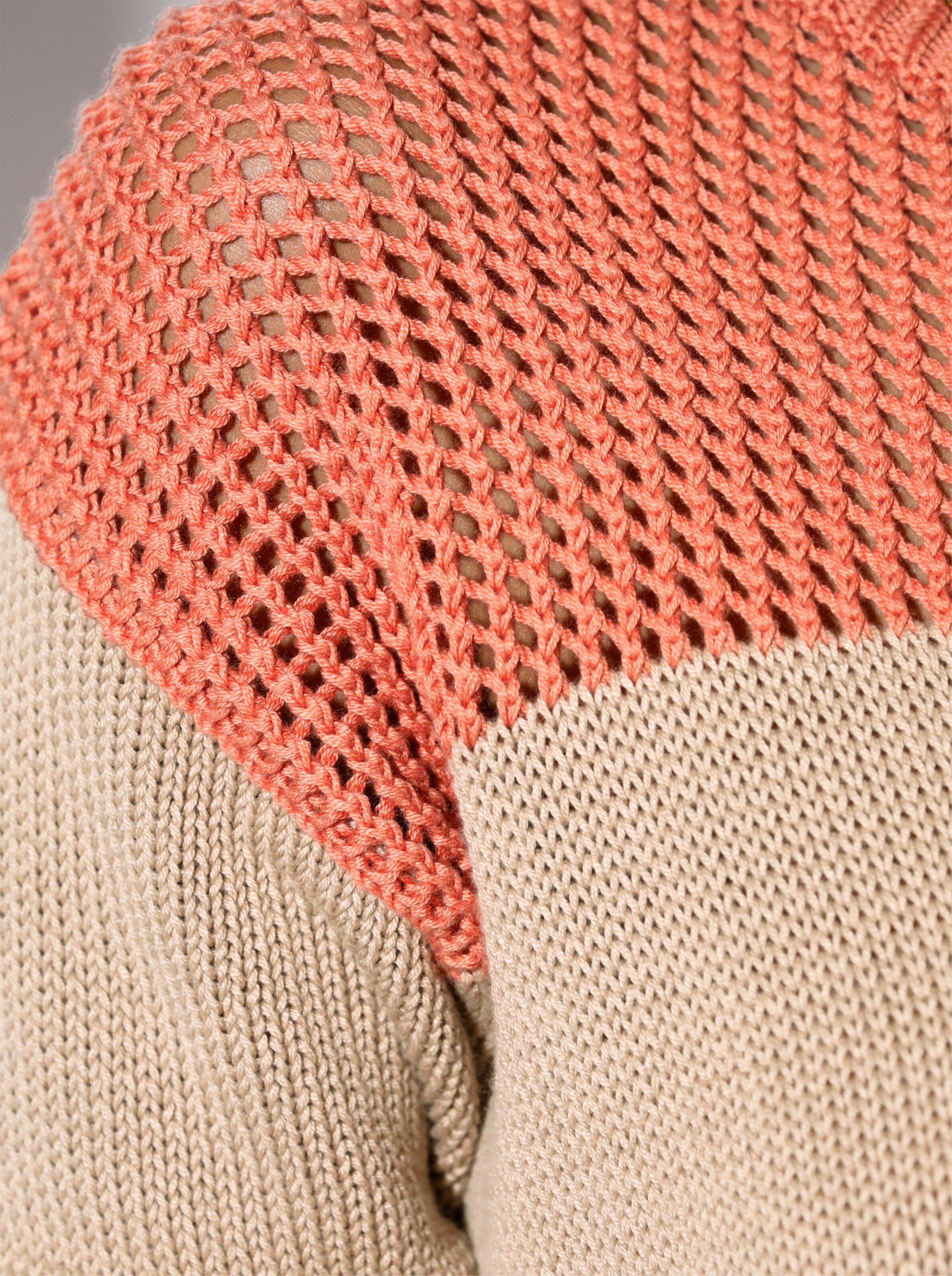 Pullover in papaya-beige-geringelt