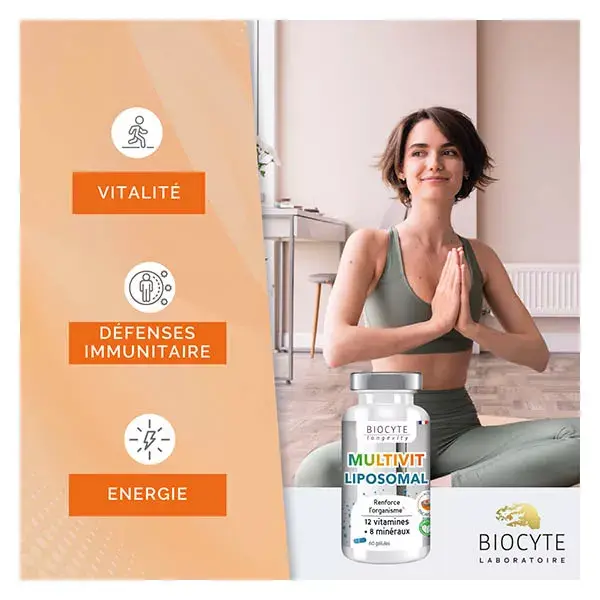 Multivitaminas Lipossomais Biocyte para o Sistema Imunológico - 60 Cápsulas