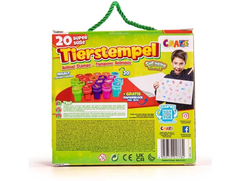 Craze Tierstempel 20 Stück Abwaschbares Stempelset
