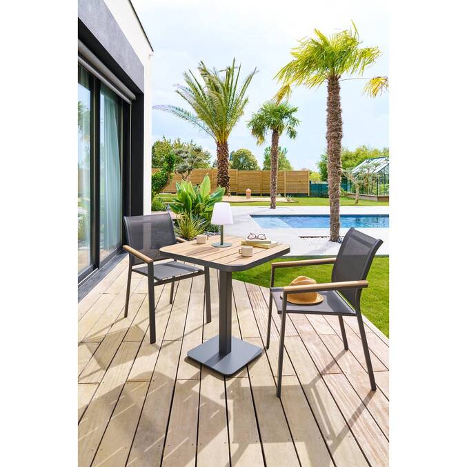 Table de jardin bistro TYLA Acacia & Graphite