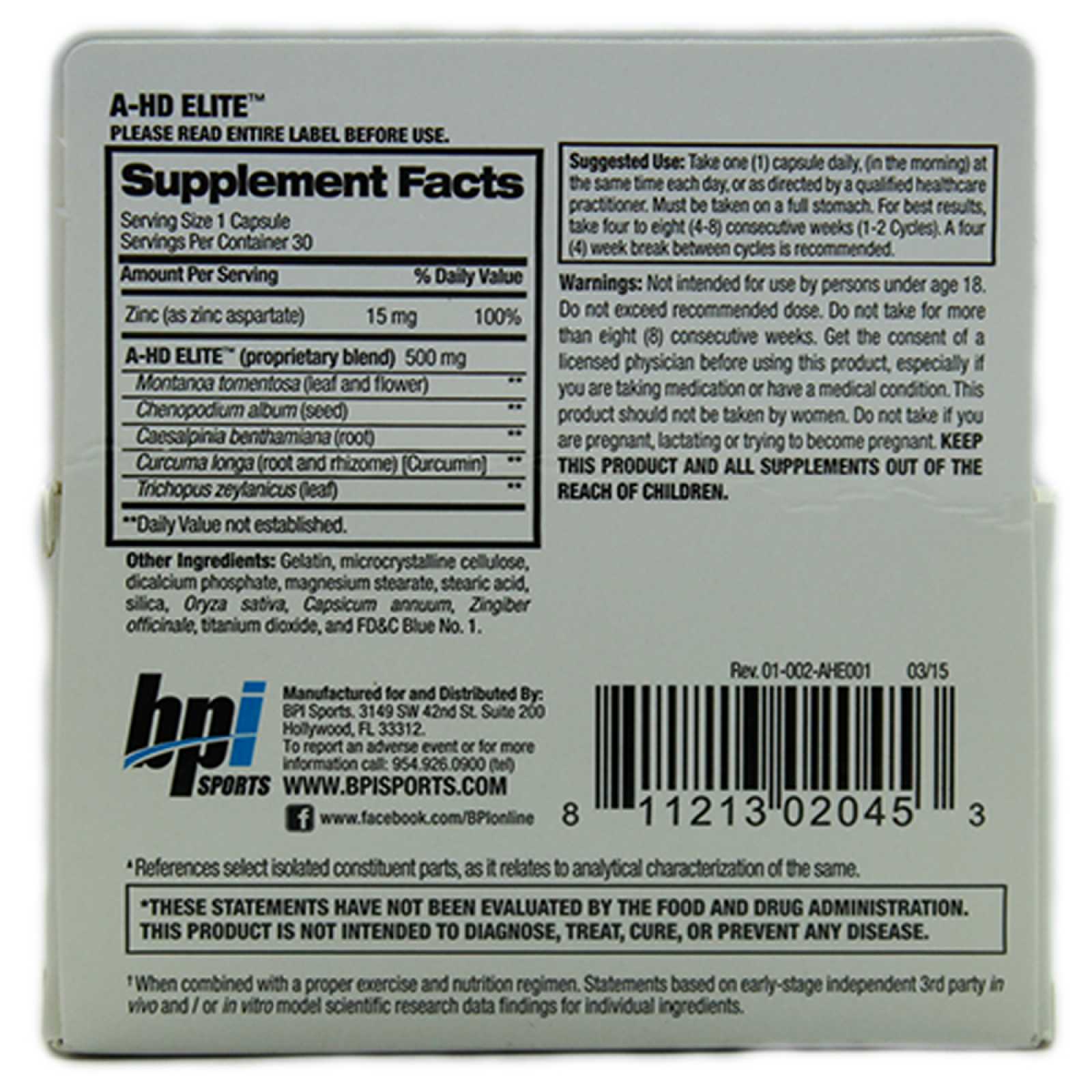 BPI Sports A-HD Elite 30 Cápsulas