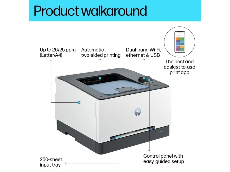 HP Color LaserJet Pro 3202dw - Printer - farve - Duplex - laser - A4/Legal - 600 x 600 dpi - op til 25 spm (mono) / op til 25 spm (farve) - kapacitet: 251 ark - Gigabit LAN, USB 2.0, Wi-Fi(ac)