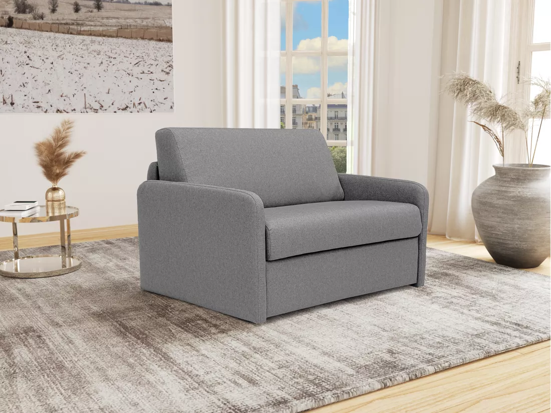 Fauteuil convertible express en tissu gris clair - Couchage 100 cm - NADOA