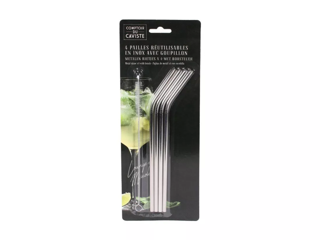 Lot de 4 Pailles & Goupillon 