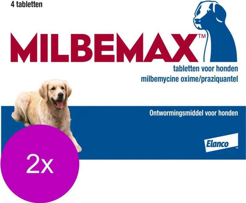 Milbemax - Milbemax Hond - Anti Wormenmiddel - 2 x 4 Tabletten - 10 Tot 75 Kg