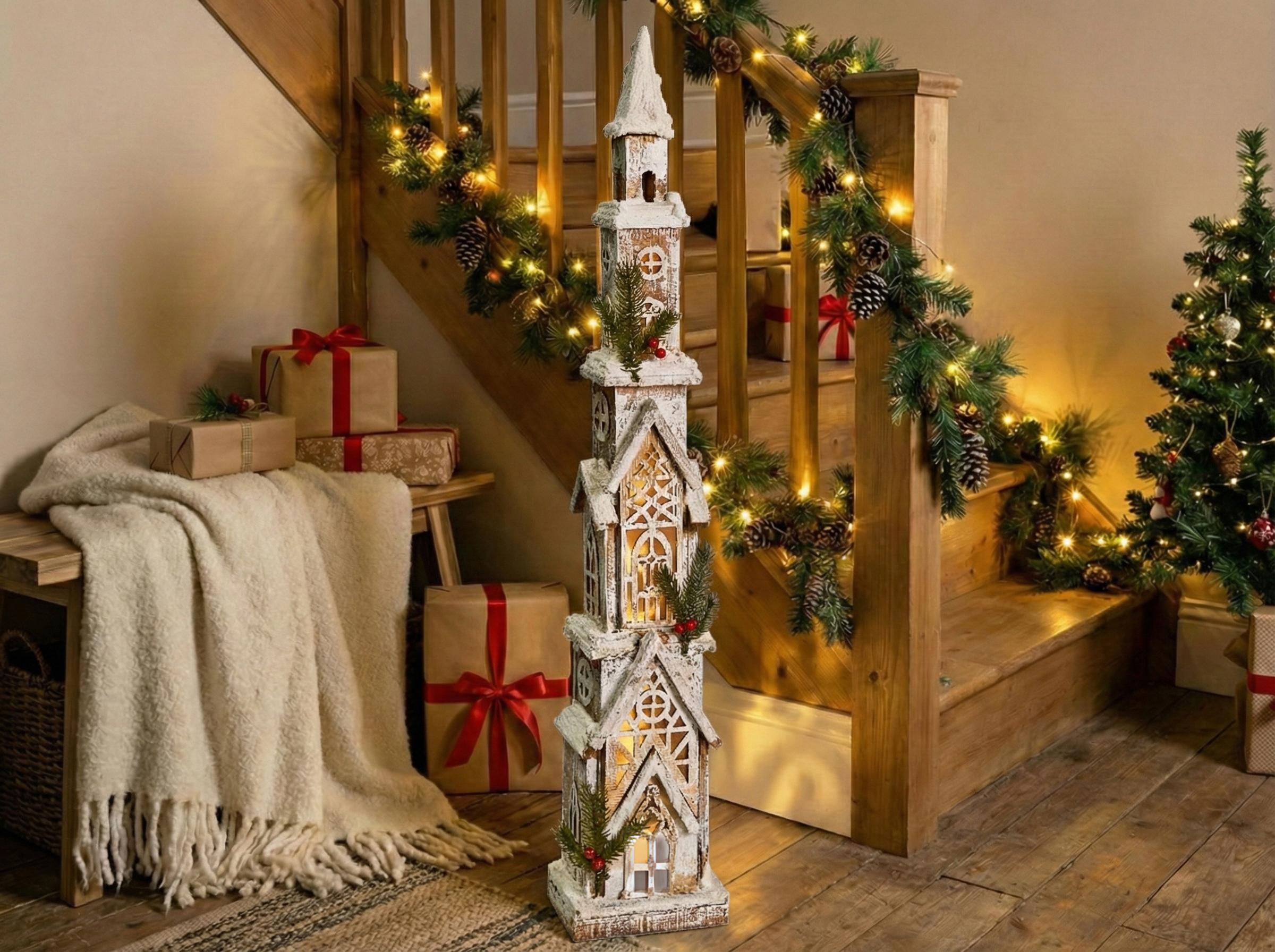 Kerstdecoratie LED NASIJARVI Huis 85 cm Lichtbruin
