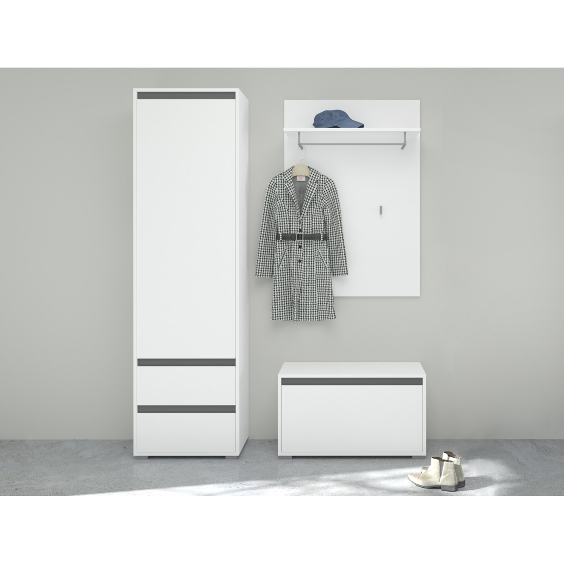 Garderobenschrank TORINO - weiß - 54 cm