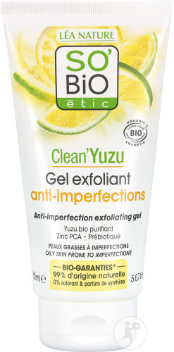 So'Bio Étic Clean'Yuzu Gel Exfoliant Anti-Imperfections Peaux Grasses À Imperfections Bio Tube 150ml
