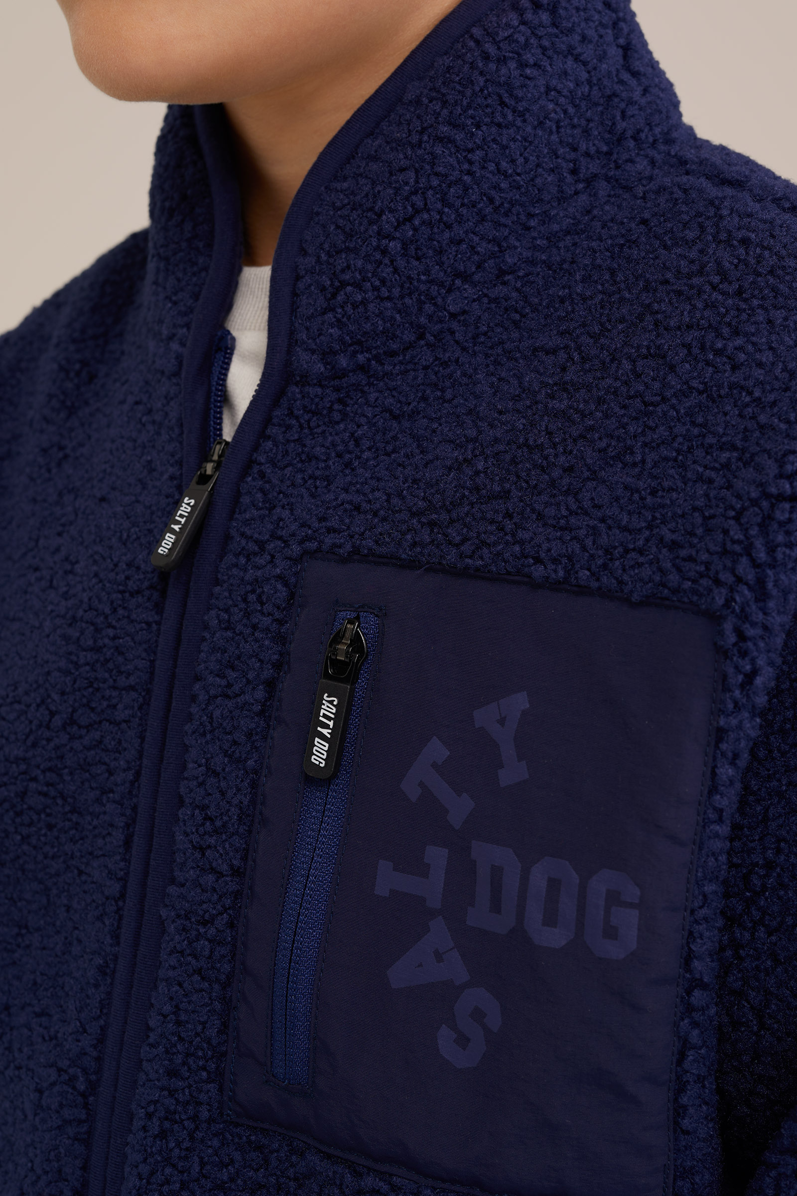 Jongens sweatvest met opdruk Salty Dog Donkerblauw