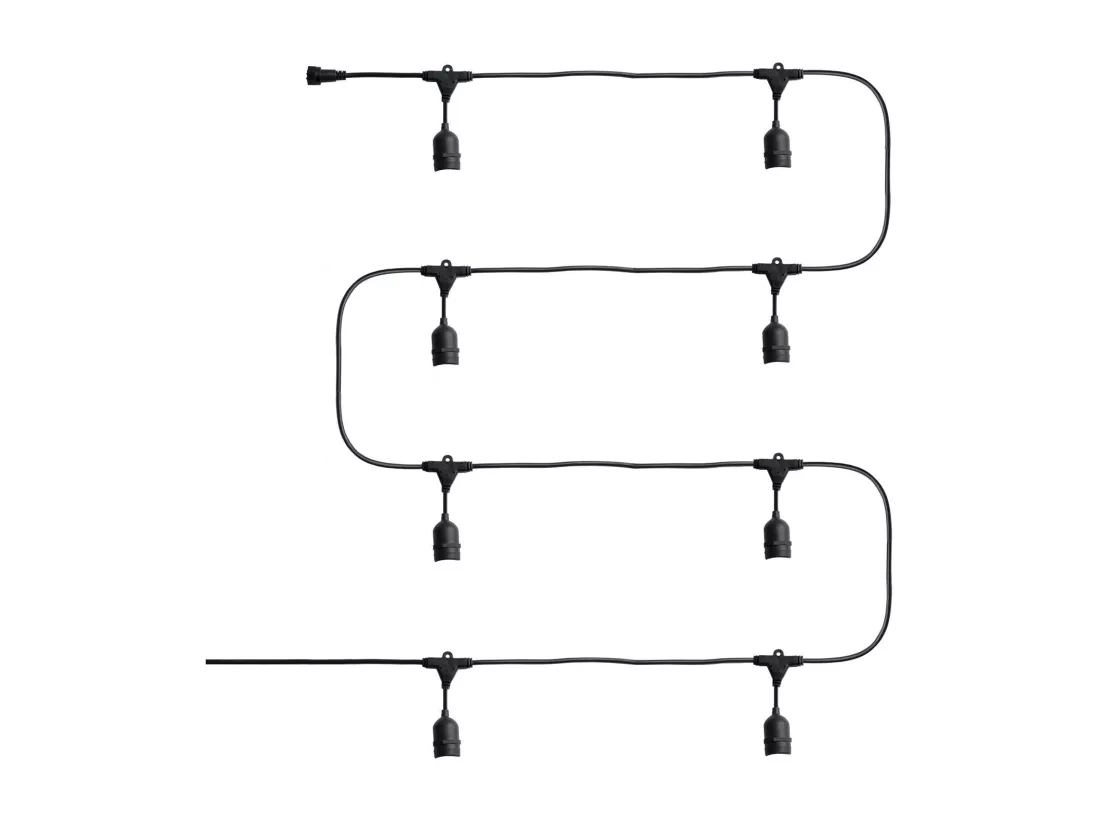 Guirlande Extérieure avec 8 Douilles E27 5.5m Noire IP65 Noir
