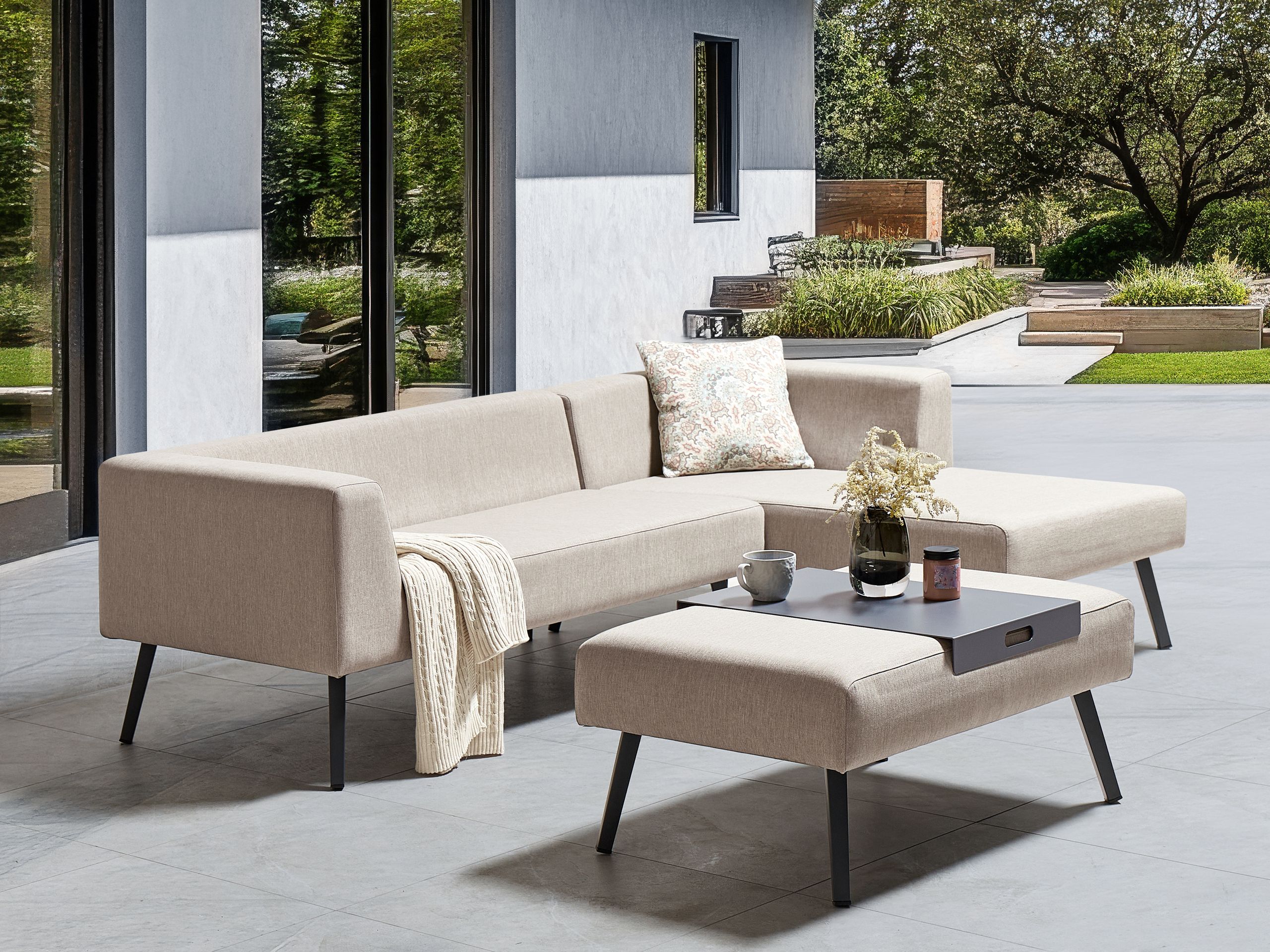 Beliani - SORRIVOLI - Loungeset 4-zits - Beige - Olefine
