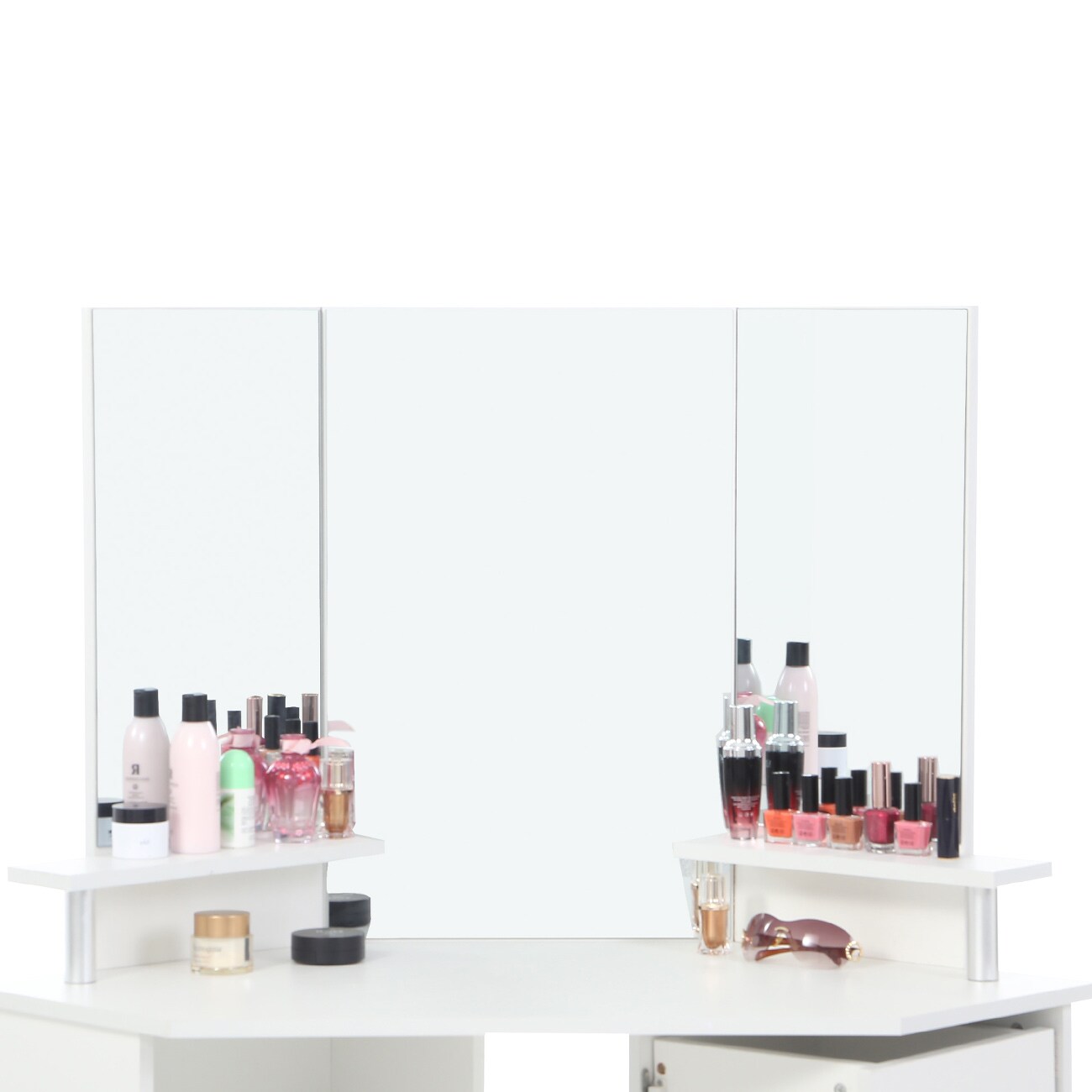 Makika Eckschminktisch / Schminktisch TYRA mit drehbaren Schubladen